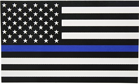 Thin Blue Line Flag Decal - 3x5 in. Black, White, and Blue American Flag Sticker for Cars and Trucks - In Support of Police and Law Enforcement Officers (1)