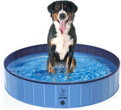 Jecoo Foldable Dog Pool, Portable Dog Pet Bathing Tub Kiddie Pool for Kids Dogs Cats, Leakproof Dog Swimming Pool Indoor and Outdoor