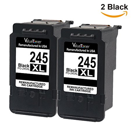 Valuetoner Remanufactured Ink Cartridge Replacement for PG-245XL 245XL 245 XL High Yield 8278B001AA (2 Black) Compatible With PIXMA iP2820 MG2420 MG2520 MG2522 MG2920 MG2922 MG2924 MX490 MX492 Printer