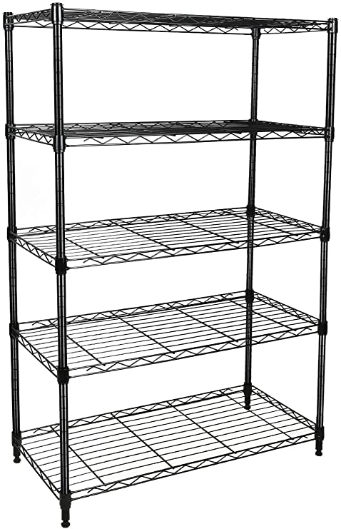 YSSOA Heavy Duty 5-Shelf Shelving Unit, 29" D x 14" W x 61" H, 5 Tier, Black, 1 Pack, 1 Pack (HKSHLF29146105GV8)