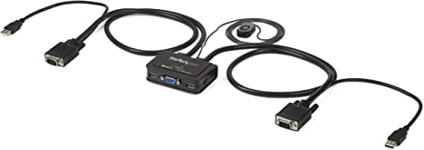 StarTech.com 2 Port USB VGA Cable KVM Switch - USB Powered with Remote Switch - KVM with VGA - Dual Port VGA KVM Switch (SV211USB),Black