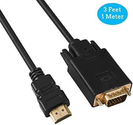 HDMI to VGA Cable Gold-Plated Adapter 1080P HDMI Male to VGA Male Active Video Converter Cord (3 Feet/1 Meters)