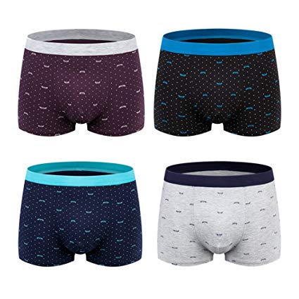 DRASEX Men's Underwear Boxer Briefs 4-Pack Soft Stretch Cotton Underwear for Men