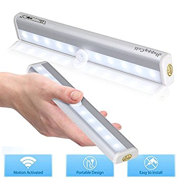 LED Wireless Sensing Light,HappyCell Stick-on Anywhere Portable10 LED Super-bright Sensor Lamp Portable Wall Closet Cabinet Stairs Nightlight / Step Light Bar (Battery Operated)