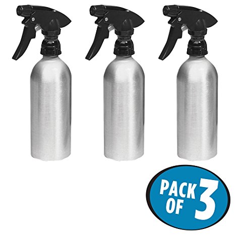 mDesign Rustproof Aluminum Spray Bottles, Trigger - Pack of 3, 12-oz., Brushed/Black