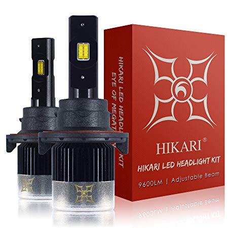 HIKARI LED Headlight Bulbs Conversion Kit-H13(9008), 9600lm 6K Cool White,2 Yr Warranty