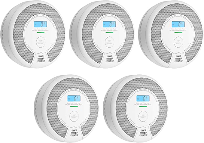 X-Sense 10-Year Battery Combination Smoke & Carbon Monoxide Alarm Detector with LCD Display, Auto Check & Silence Button, SC07 (5-Pack)