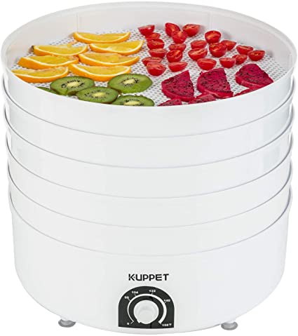 KUPPET Premium Countertop Food Dehydrator, Multi-Tier Food Preserver, Digital Control Food Drying Machine in Home/Kitchen, 5 Drying Trays