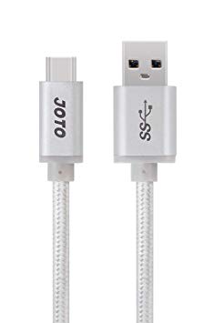 JOTO USB Type C Cable, USB-C 3.1 Type-C to USB 3.0 Type A Charging Data Cable [Heavy Duty Nylon Braided] for Galaxy S9 S8  Note 9 8 Tab S4 S3 Nintendo Switch LG G6 V30 G7 Type C Devices, Silver 3.3ft