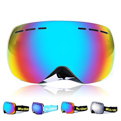 WOLFBIKE Ski Goggles Anti-Fog Double Lens Big Spherical Skate Snowmobile Snowboard Goggles