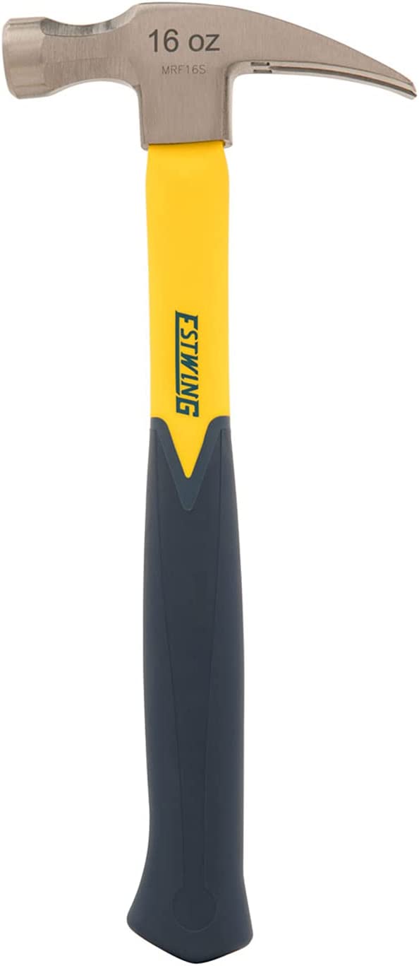 Estwing - ESTEMRF16S Sure Strike Hammer - 16 oz Straight Rip Claw with Fiberglass Handle & No-Slip Cushion Grip - MRF16S