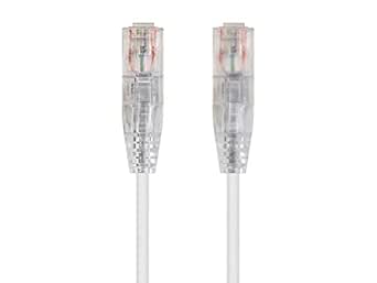 Monoprice Cat6 2ft White Component Level Patch Cable UTP 28AWG 550MHz Pure Bare Copper Snagless RJ45 SlimRun Series Ethernet Cable