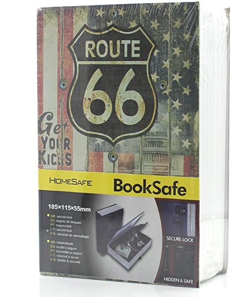 Riipoo Diversion Hidden Book Safes, M Size 66 Route Pattern Book Safe, Metal Case Inside & Key Lock, Complete Book Safe Measures 7.1 x 4.5 x 2.2 Inch