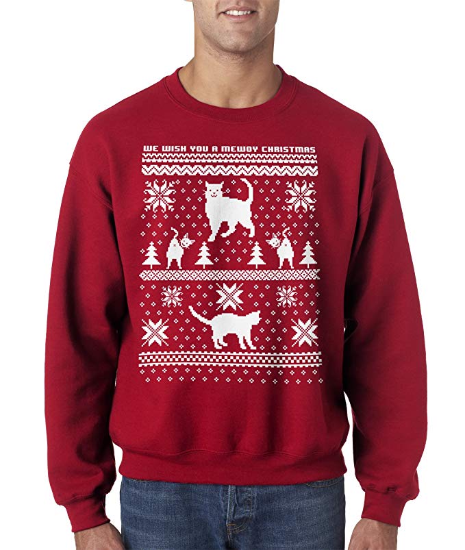 8 Bit Cat Butt Ugly Christmas Holiday Unisex Crew Neck Sweatshirt