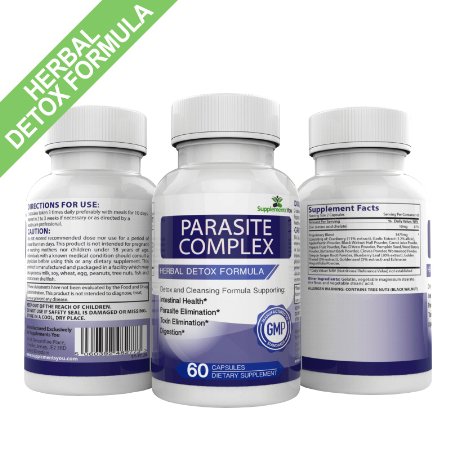 PARASITE COMPLEX - 60 Premium Supplements in a Proprietary Blend to help you REMOVE KILL AND ELIMINATE PARASITES EGGS AND LARVAE Also helps kill TAPEHOOKTHREAD and ROUND WORMS 100 GUARANTEE By SUPPLEMENTSYOU