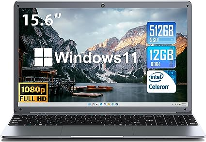 SGIN 15.6 Inch 12GB DDR4 512GB SSD Laptop Computer, Windows 11 Laptops with Intel Celeron N5095 Processor(Up to 2.9GHz), FHD 1920x1080 Display, WiFi, Bluetooth 4.2, Webcam, USB 3.0