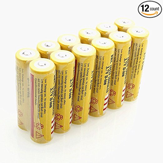 ON THE WAYÂ12PCS 18650 Battery 3.7V 5000mah Rechargeable Li-ion Battery with Built-in IC Protection ,can be used for LED flashlight and headlamp
