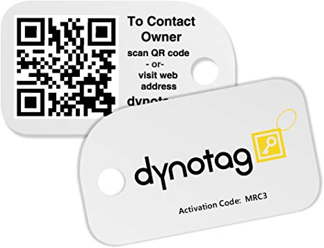 Dynotag Web Enabled Smart Mini Fashion ID Tags, with DynoIQ & Lifetime Recovery Service. 3 Identical Tags for Gear (Original White)