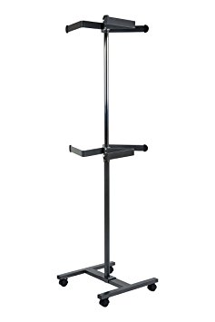 Mom's Rack MSH-V103 Luxury Heavy-duty Commercial Grade Two Tier Spinning Rolling Clothing and Garment Rack, Graphite