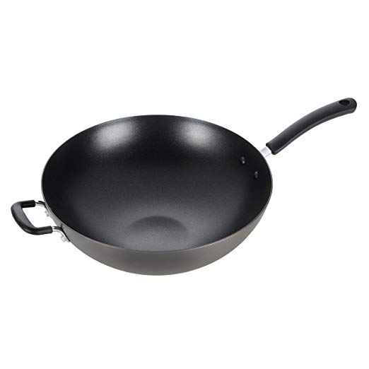 T-fal, Ultimate Hard Anodized, Nonstick 14 in. Wok, Black, E76589, 14 Inch, Grey