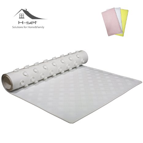 The Original Silicone Anti-Slip Anti-Bacterial Bathtub Mat White 16 x 28 Latex and PVC Free Odorless Slip-Resistant Bath Mats for tub with Non-Slip suction cups