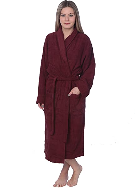 Womens 100% Cotton Shawl Collar Robe Terry Cloth Bathrobe Available in Plus Size