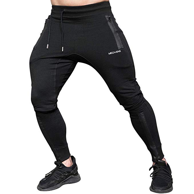 MECH-ENG Men's Gym Joggers Pants Fitness Casual Slim Fit Workout Sweatpants