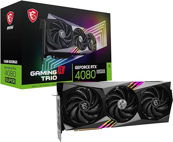 MSI GeForce RTX 4080 SUPER 16G GAMING X TRIO - 16GB GDDR6X, 2610 MHz, PCI Express Gen 4, 256-bit, 3x DP v 1.4a, HDMI 2.1a (Supports 4K & 8K HDR)