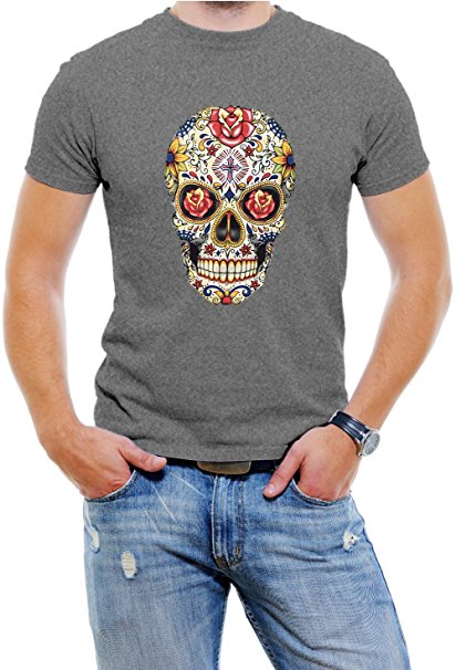 Carnival Skull Graphic Men T-Shirt Soft Cotton Short Sleeve Tee