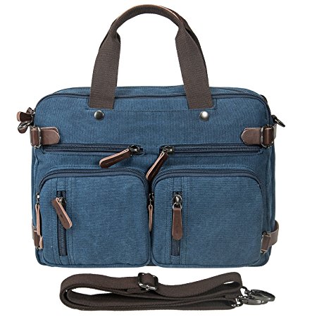 Riavika Oversized Laptop Backpack Briefcase Convertible Messenger Bag Travel Backpack Daypack Rucksack for 15.6-17 Inch Laptop/Notebook/MacBook-Blue