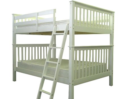 Bedz King Bunk Bed, Full Over Full Mission Style, White