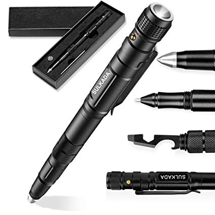 SULKADA Survival Multi-Tool Pen with Flashlight,Portable Survival Tool for Self-Defense, Emergency Glass Breaker ,for Camping,Hiking and Every Day Carry ;Cool Gift for Man ,Women ,Father, Boyfriend and Him