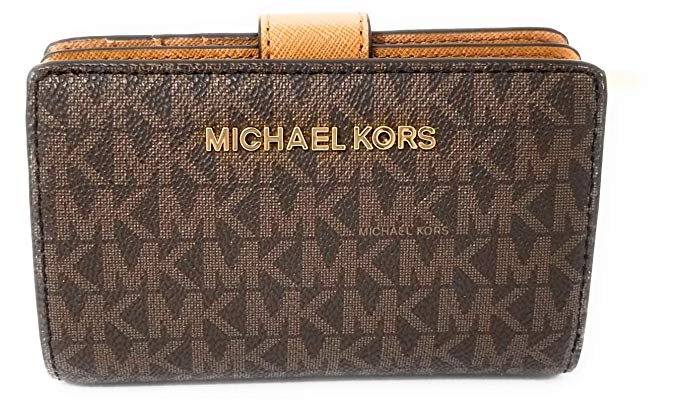 Michael Kors Jet Set Travel PVC Signature Bifold Zip Coin Wallet Clutch