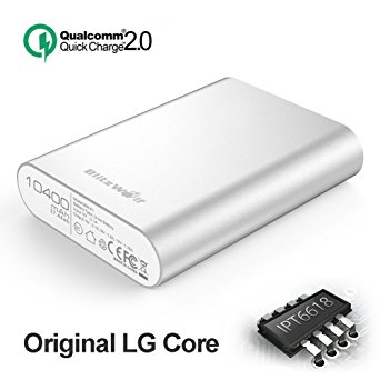 Quick Charge 2.0 Power Bank, BlitzWolf 10400mAh Qualcomm QC2.0 Phone Portable Battery Backup 5V 9V 12V Input/Output for Samsung Galaxy S5 S6 Edge S7, Note 4 5 Edge, HTC, Sony Xperia