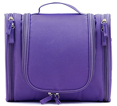 Hipiwe Waterproof Travel Hanging Toiletry Wash Bag Large Cosmetic Bag Portable Travel Makeup Kit for Women (Purple)