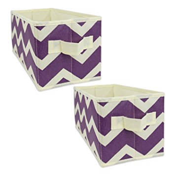 DII Fabric Storage Bins for Nursery, Offices, & Home Organization, Containers Are Made To Fit Standard Cube Organizers (11x5.5x5.5") Chevron Eggplant - Set of 2
