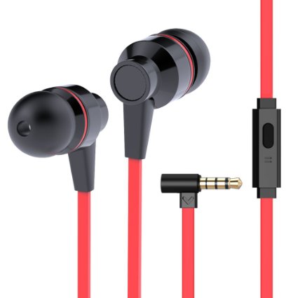 Besiva In-Ear Earbuds High Resolution Heavy Bass with Mic Nosie-Isolating for Smartphones,Tablets and Computers,Red