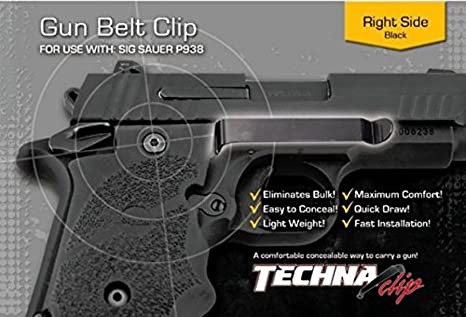 Techna Clip Belt Clip Fits Sig Sauer P938 Right Hand Black Finish P938-BR