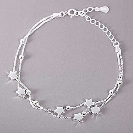 Zhahender Wonderful Jewelry Gift S925 Sterling Silver Transport Beads Star Bracelet Simple Sweet Personality Bracelet