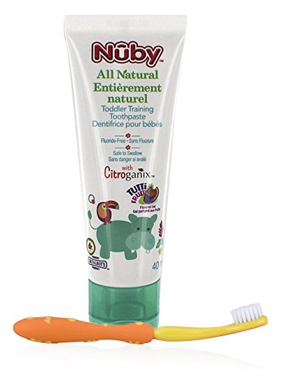 Nuby Citroganix Toddler Toothpaste with Toothbrush - Orange/Yellow