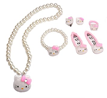 Adorable Kitty Faux Pearl Girl Jewelry 7-piece Set