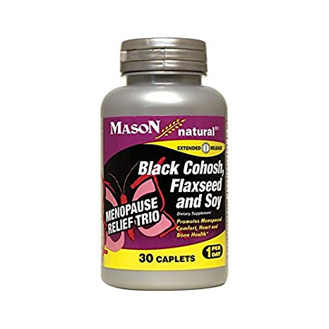 Mason Vitamins Menopause Trio: Black Cohosh, Flaxseed, and Soy Caplets, 30 Count