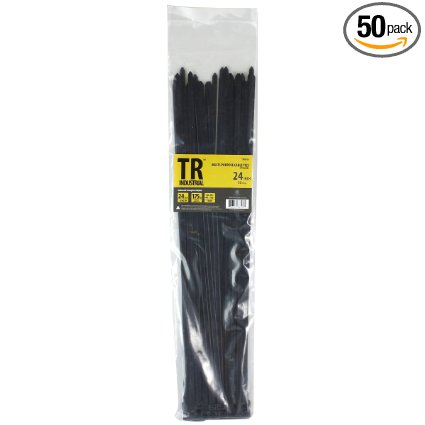 TR Industrial TR88306 Multi-Purpose Cable Ties (50 Piece), 24", Black