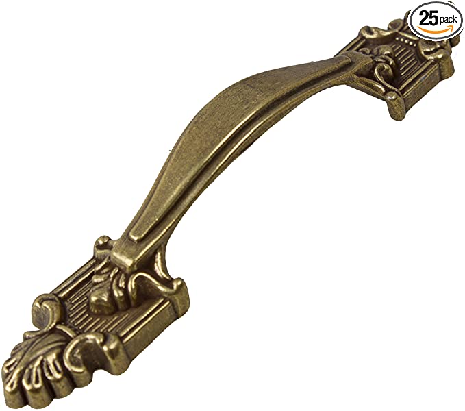 GlideRite Hardware 4116-AB-25 3.5 inch CC Deco Cabinet Pull 25 Pack, Antique Brass Finish