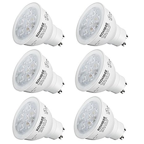 GU10 LED Bulb 75W Equivalent, Kohree 7.5W Dimmable Led Light Bulbs, Recessed Light, 550lm, CRI 80 , 3000K Soft White, 40° Beam Angle, UL Listed, ENERGY STAR, Pack of 6