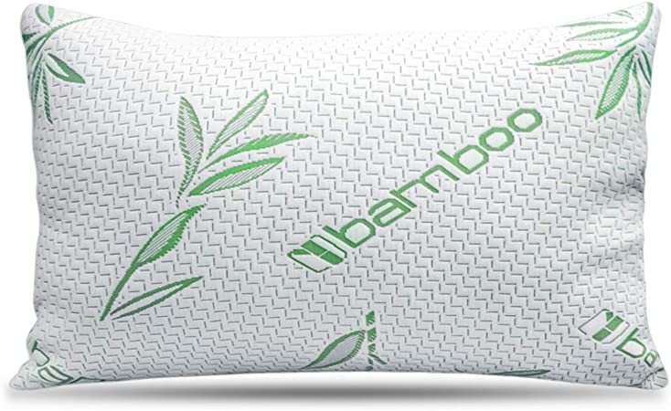 Bamboo Pillow - Queen Size Memory Foam Pillows for Sleeping, Adjustable Bamboo Pillows for Back, Stomach, Side Sleeper - Washable and Removable Case, Queen (Pack of 1)