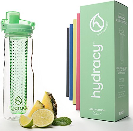 Hydracy Fruit Infuser Water Bottle - 750ml Sport Bottle with Full Length Infusion Rod and Insulating Sleeve Combo Set   27 Fruit Infused Water Recipes eBook Gift - Your Healthy Hydration Made Easy