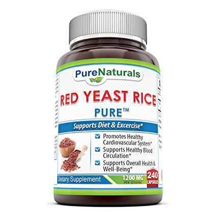 Pure Naturals Red Yeast Rice Dietary Supplement, 1200 Mg, 240 Count