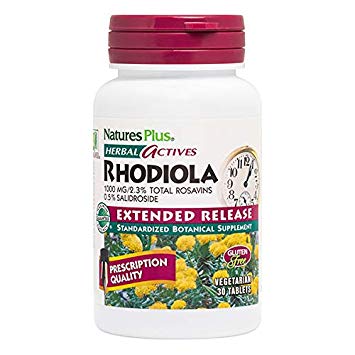 NaturesPlus Rhodiola, Extended Release - 1000 mg, 30 Vegan Tablets - Herbal Supplement for Energy, Focus & Stress Relief - Vegetarian, Gluten-Free - 30 Servings