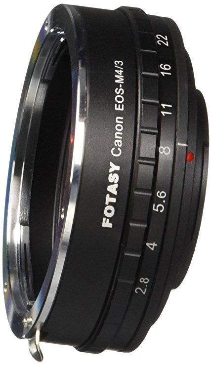 Fotasy AMEA Canon EOS Lens to Micro 4/3 MFT System Camera Mount Adapter with Built-In Aperture Ring